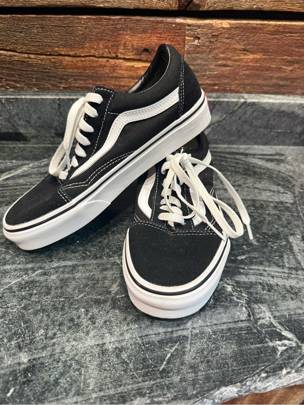 Vans Black and White Low-Top Canvas Skate Sneakers